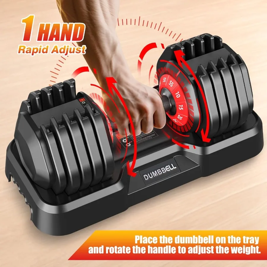 Adjustable Dumbbells Set with AntiSlip Handle and Dual Safety Locking System for Full Body Workout: Versatile 25 52.5 55 LBS We