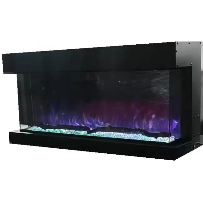 Cabinet Built-in Metal Multicolor Flame Energy-Saving English French Modern 3-Sided Artificial LED Electric Fireplace TV Stand