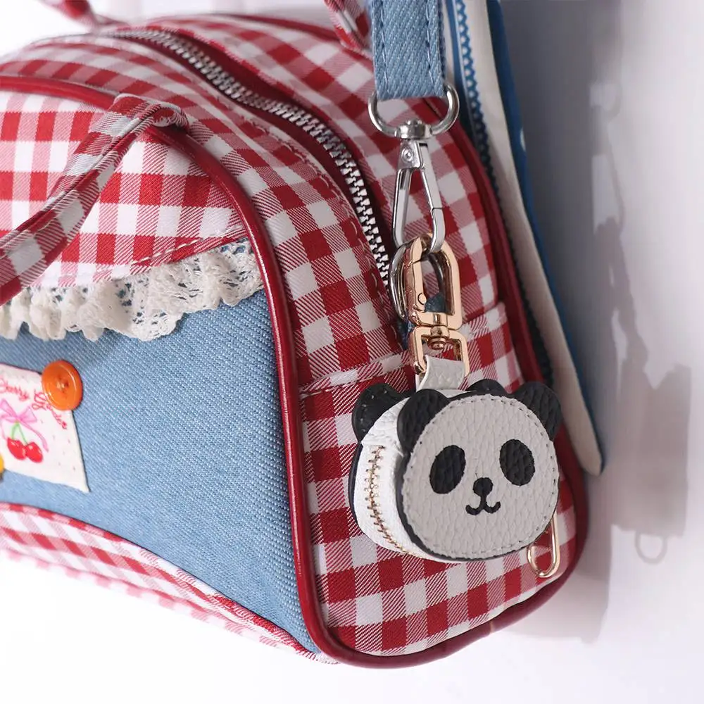 

Fashion Cute Panda Keychain Coin Bag Keychain PU Leather Pendant Wallet Zipper Earphone Bag Outdoor