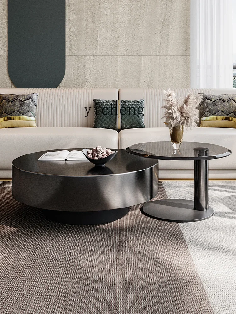 ZC round Simple Modern Small Apartment Light Luxury High-End Size round Coffee Table Combination