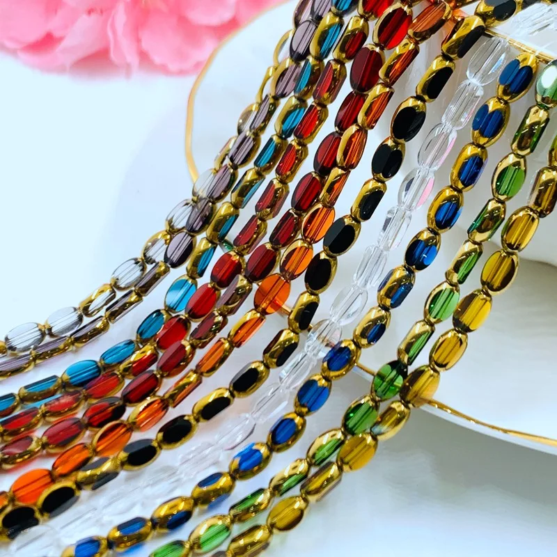 High-quality Oval Faceted Glass Beads 4*6mm Rice-grain Shaped Austrian Crystal Beads for Bohemian Jewelry Making DIY Bracelet