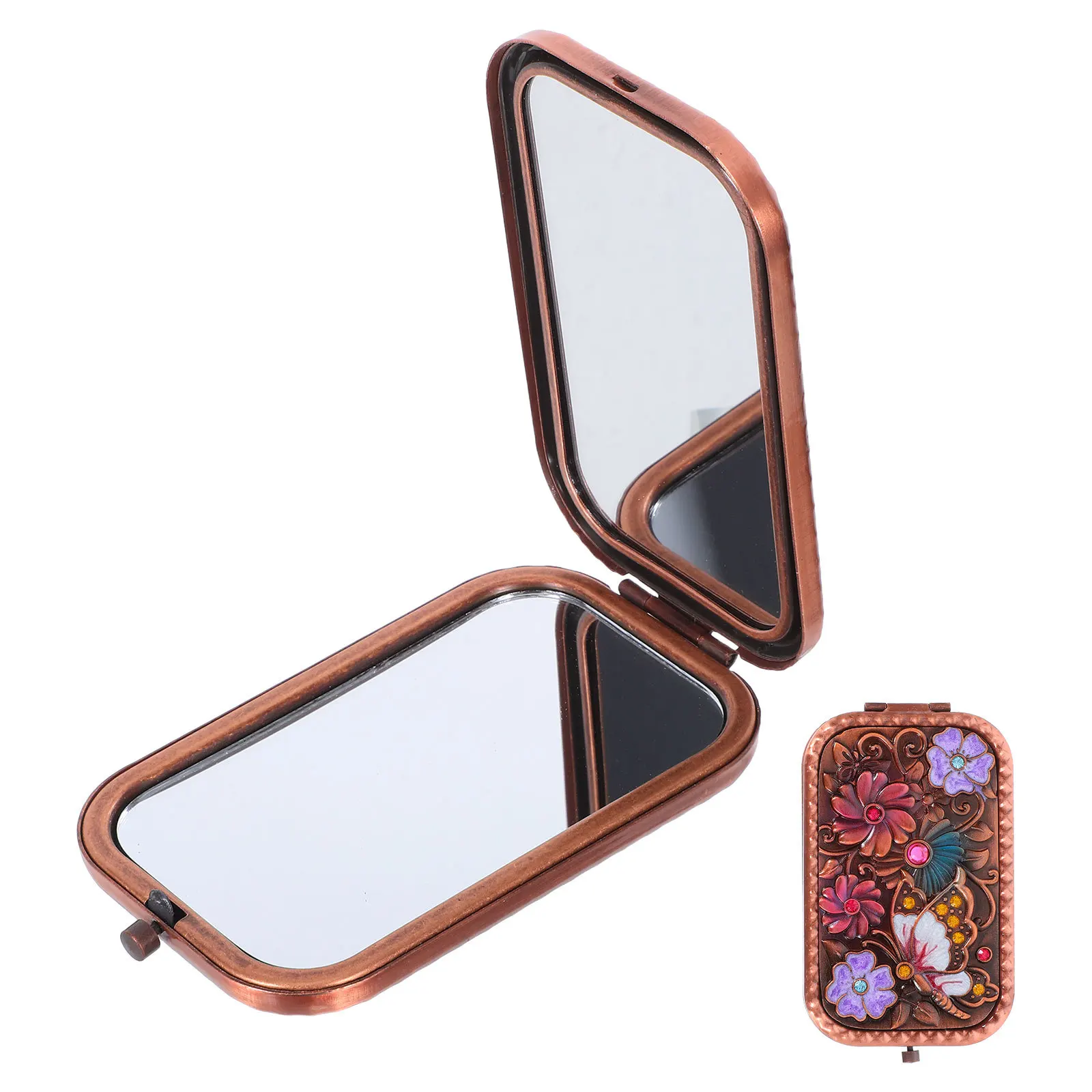 

1Pcs Retro Pocket Mirror Mini Double Side High Definition Chic Design Compact Size Easy Carry Pink Retro Pocket Mirror