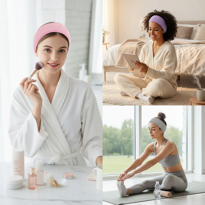 Adjustable Head Band Yoga Spa Headwear Bath Shower Makeup Wash Toweling Hair Make Up Accessories skin care tools FD05 view 4