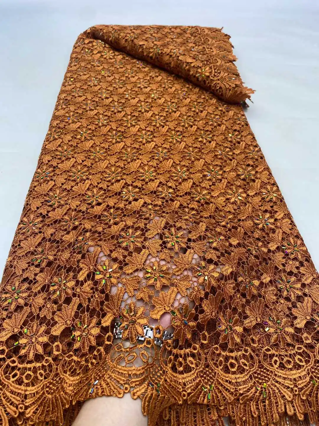 

Fashion French African Guipure Lace Fabric High Quality Soft Cord Embroidery Nigeria Water Soluble Lace Fabric For Dress Party