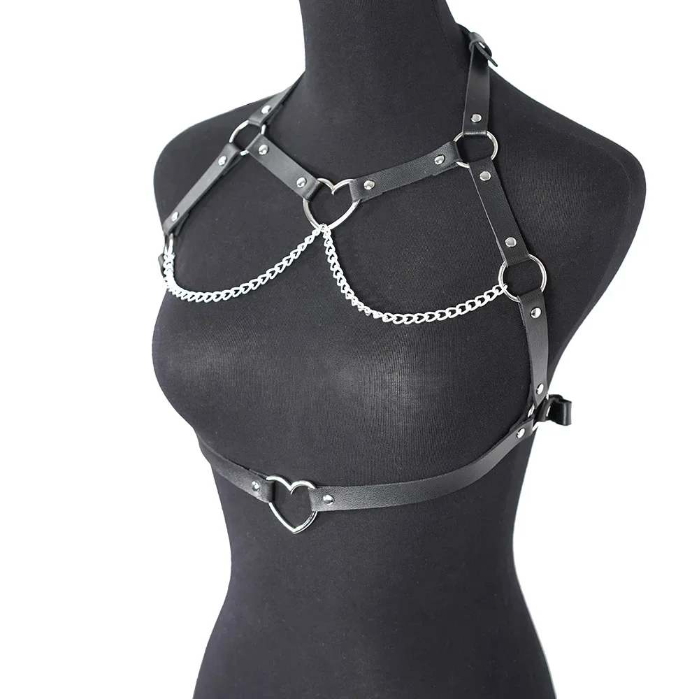 

Pu Leather Fashion Chain Harness Belt Chest Harness Corset Bondage Lingerie Punk Gothic Lingerie Fetish Women Clothing