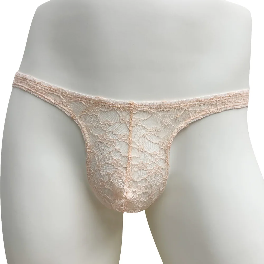 

Sexy Low Waist Men Lace Panties Package Hip U Convex Pouch Sheath Breathable Man Briefs Sissy Underwear Nightwear Soft Underpant