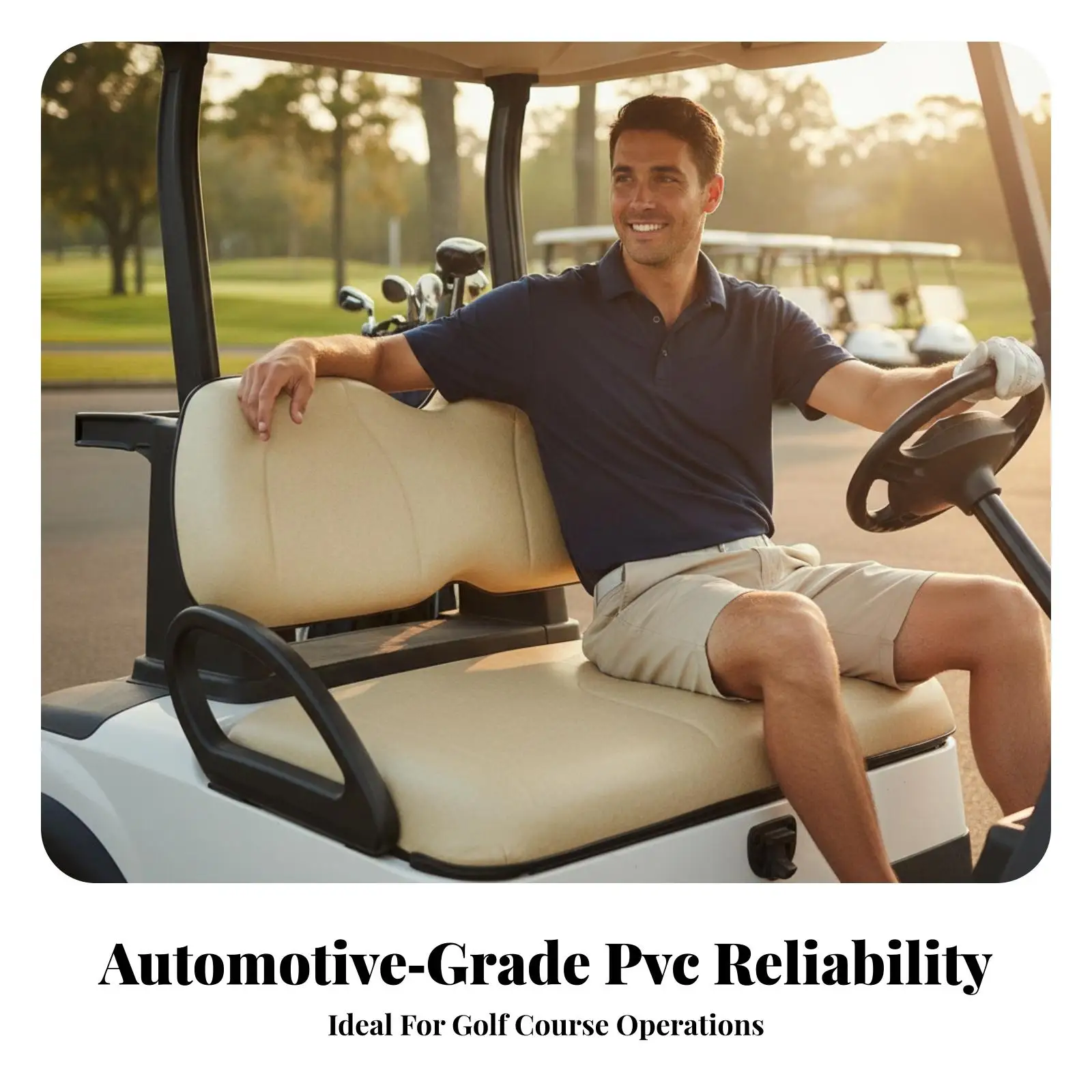 Heavy Duty Golf Cart for seat Cushion Replacement Set Beige PVC with Plastic Base for Club Car EZGO for yamaha Standard Models