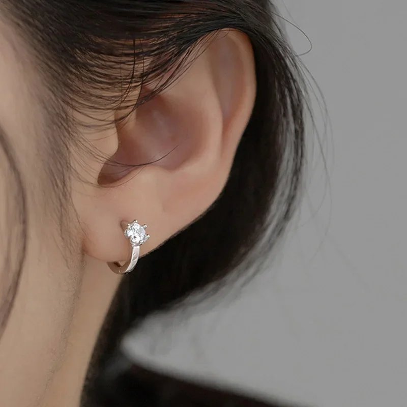 TrustDavis Girls New 925 Sterling Silver Women Round CZ Hoop Earrings for Women Party Fine S925 Jewelry DS4139 image 3