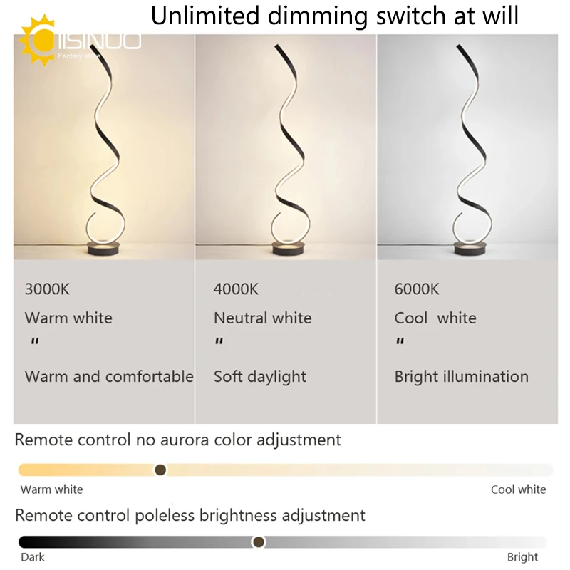 Modern LED Strip Floor Lamp Bedroom Bedside Black White Floating Light For Living Room Sofa Study Reading Light Fixture Lighting - view 4