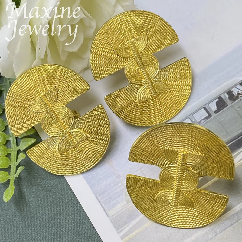 Exquisite Trendy 18K Gold Plated Jewelry Set for Women Earring Rings Luxury Fashion Vintage Retro Party Bridal Wedding Gifts