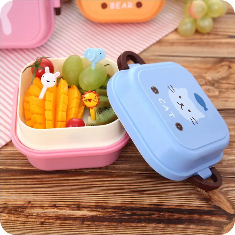 Children's Mini Cute Cartoon Food Storage Box School Portable Lunch Box Plastic Food Grade Student Gift Small Camping Cook Set view 3