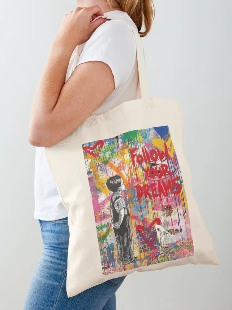 

Follow Your Dreams Boy Street Art Collage Slogan Tote Bag shopping bag shopper bags for women canvas tote Woman shopper bag