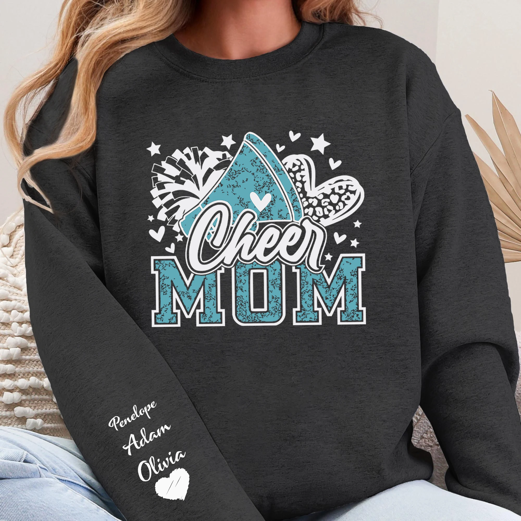 

Креативная женская спортивная одежда с текстовым принтом Cheer Mom, повседневные флисовые толстовки с круглым вырезом, осенняя толстовка, теплая дышащая одежда