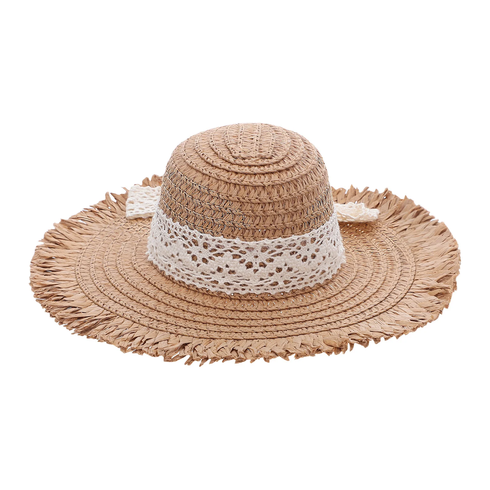 Mini chapéus de palha com fita de renda, boné de palha pequeno para casa de bonecas, artesanato em miniatura, acessório de decoração de festa, chapéu de praia