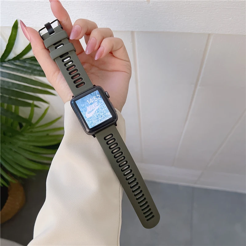 Strap For Apple Watch Band 46mm 44mm 49mm 45mm 40mm 41mm 38 42mm correa Breathable bracelet iwatch series 10 8 SE 7 6 5 9 Ultra