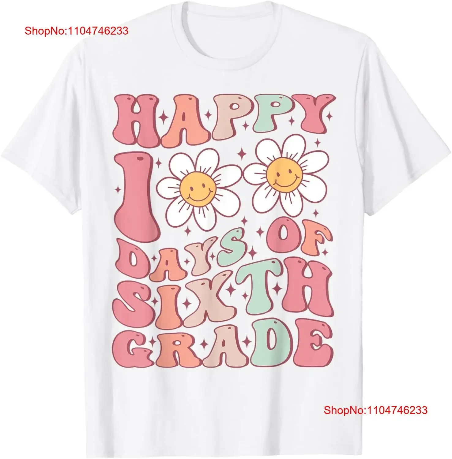 

Футболка Happy 100 Days of 6th Grade Groovy 100th Day Sixth, винтажная стильная дышащая уличная одежда, удобная