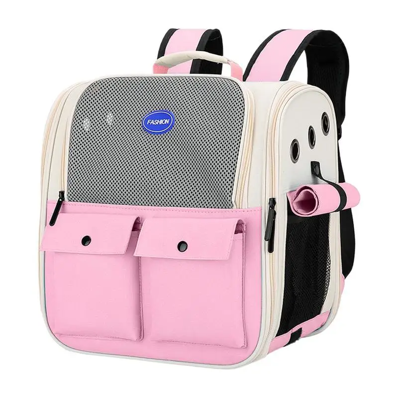 Cat Backpack Large Breathable Mesh Animal Backpack Foldable Cat Bag With Padded Shoulder Straps & Waist Belts For Cats Puppies