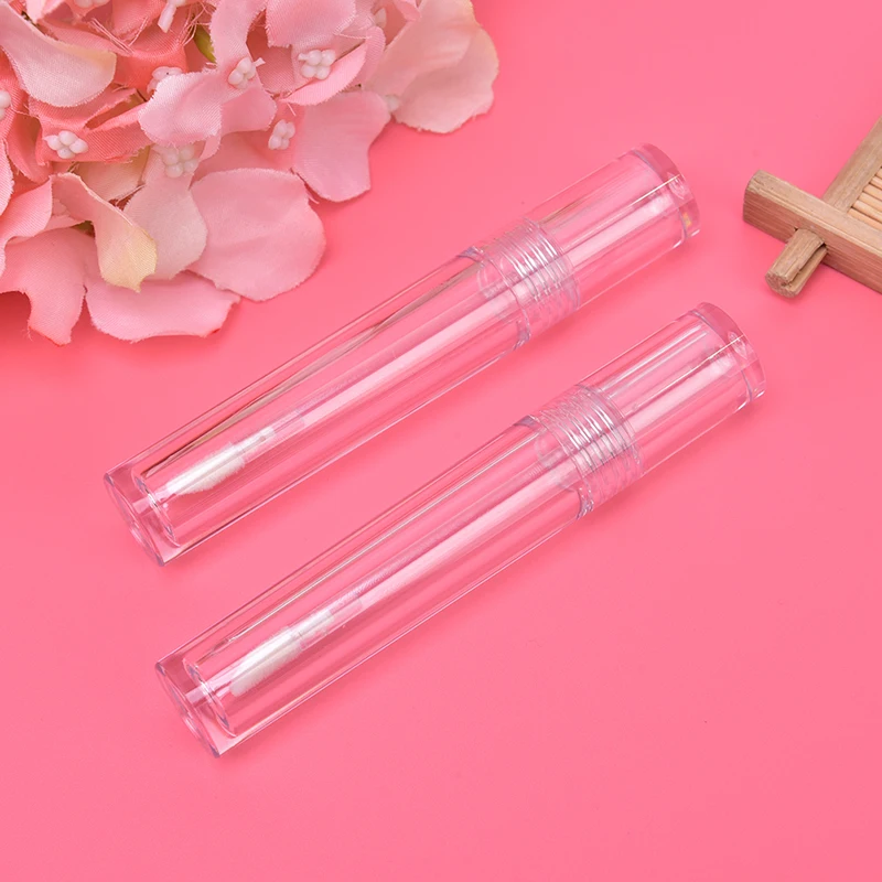 1x tubo vazio de brilho labial com pincel 5ml recipiente de bálsamo labial diy viagem cosméticos frasco recarregável garrafa de plástico transparente maquiagem de beleza