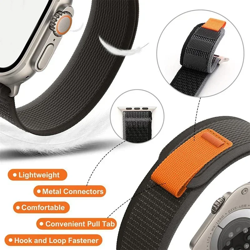Cinturino Trail Loop per cinturino Apple Watch 46mm 41/44/40/45mm 42mm 38mm Bracciale in nylon Correa iwatch Serie 10 9 8 7 3 6SE Ultra 49mm