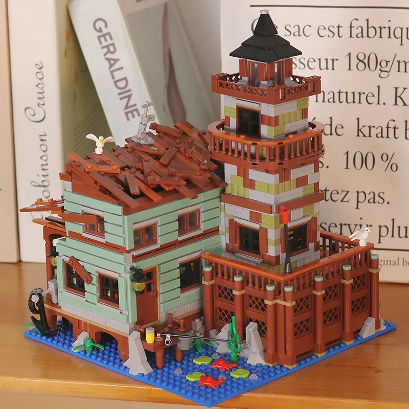 1881 قطعة الإبداعية مايكرو صياد المقصورة رصيف منزل خشبي اللبنات عرض الشارع فيلا العمارة الطوب لعبة هدية للطفل