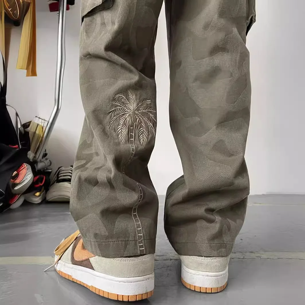 

Мужские рабочие брюки Waed в стиле американского ретро, камуфляжные, с вышивкой, универсальные, прямые, повседневные, в стиле High Street