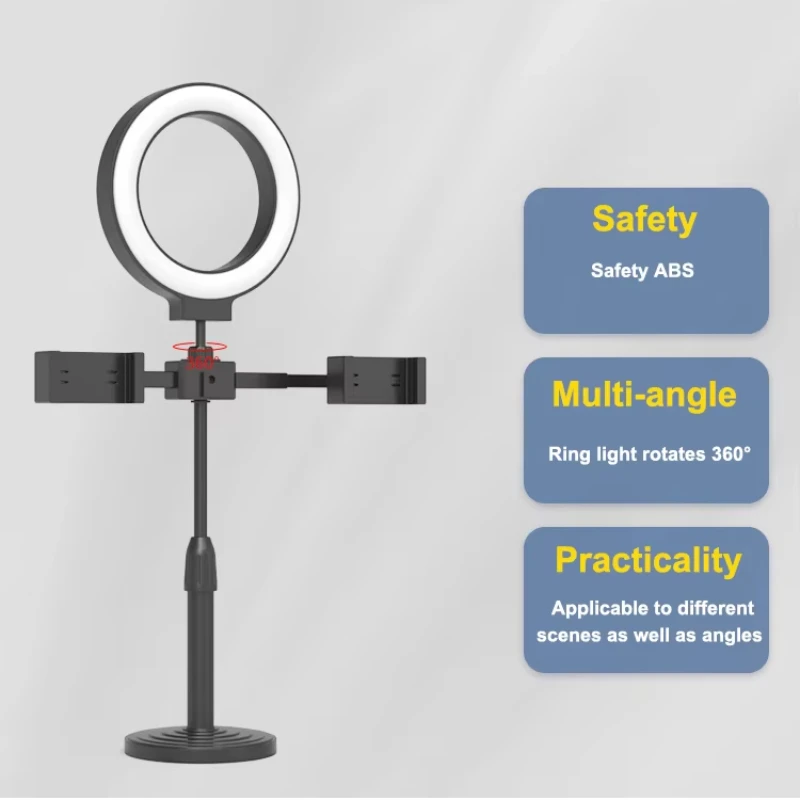 Светильник для камеры 2025, кольцевой светильник с двумя камерами, автоспуск, кронштейн для красоты, настольный светодиодный круг для ноутбука, комплект освещения, подарки, новинка