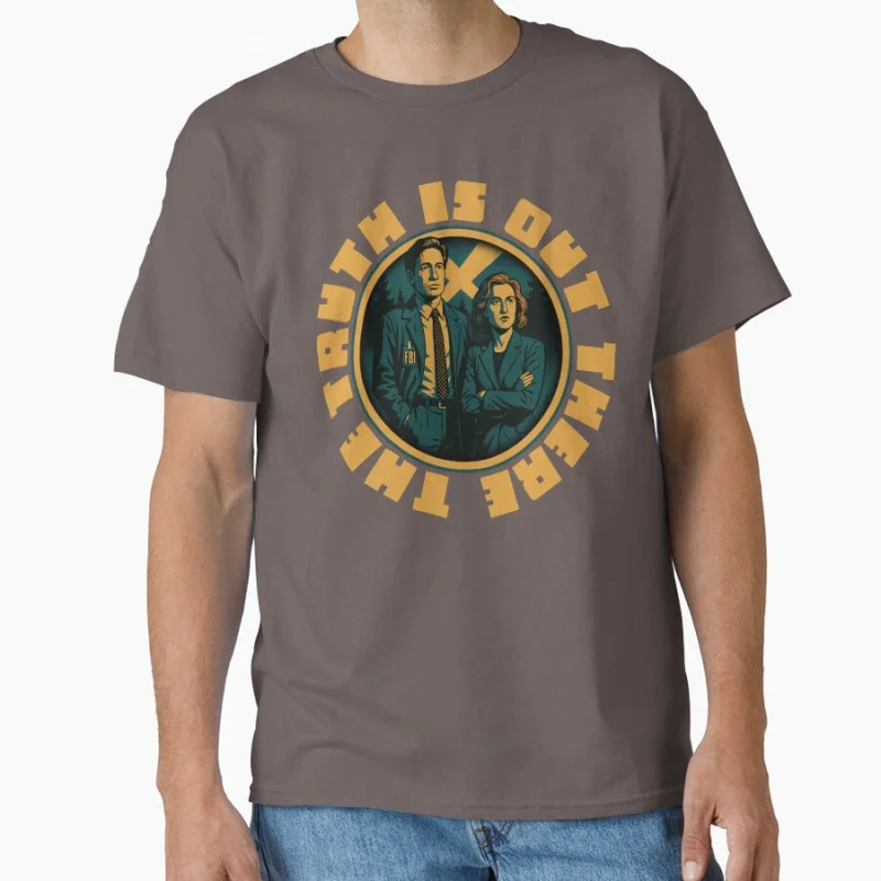 تي شيرت The Truth Is Out There Retro Sci Fi The X-Files الغريبة هدية تي شيرت 100% قطن مطبوع تي شيرت كبير الحجم ملابس جرافيك #5