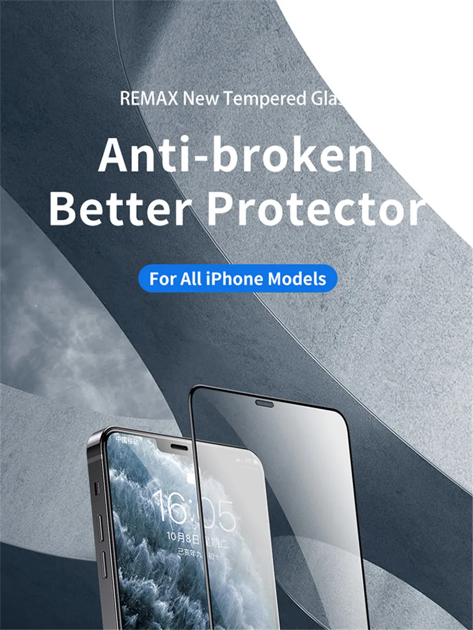 Remax HD Tempered Glass Screen Protector For iPhone 18Pro 18ProMax For iPhone 17 17Pro 17ProMax For iPhone 16/15/14/13 Series
