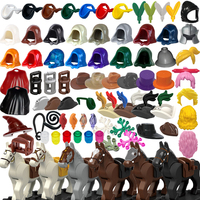MOC Building Blocks Set Bricks Cowboy Pirate Triangle Hat Feather Headdress Hooded Cloak Knight Warhorses Kids Particle DIY Toys