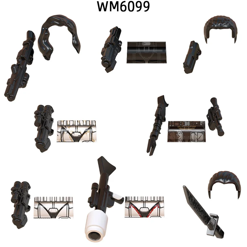 

The Action Figures Weapons Pants Hair Parts Model Blocks MOC Bricks Set Gifts Toys For Children WM6099
