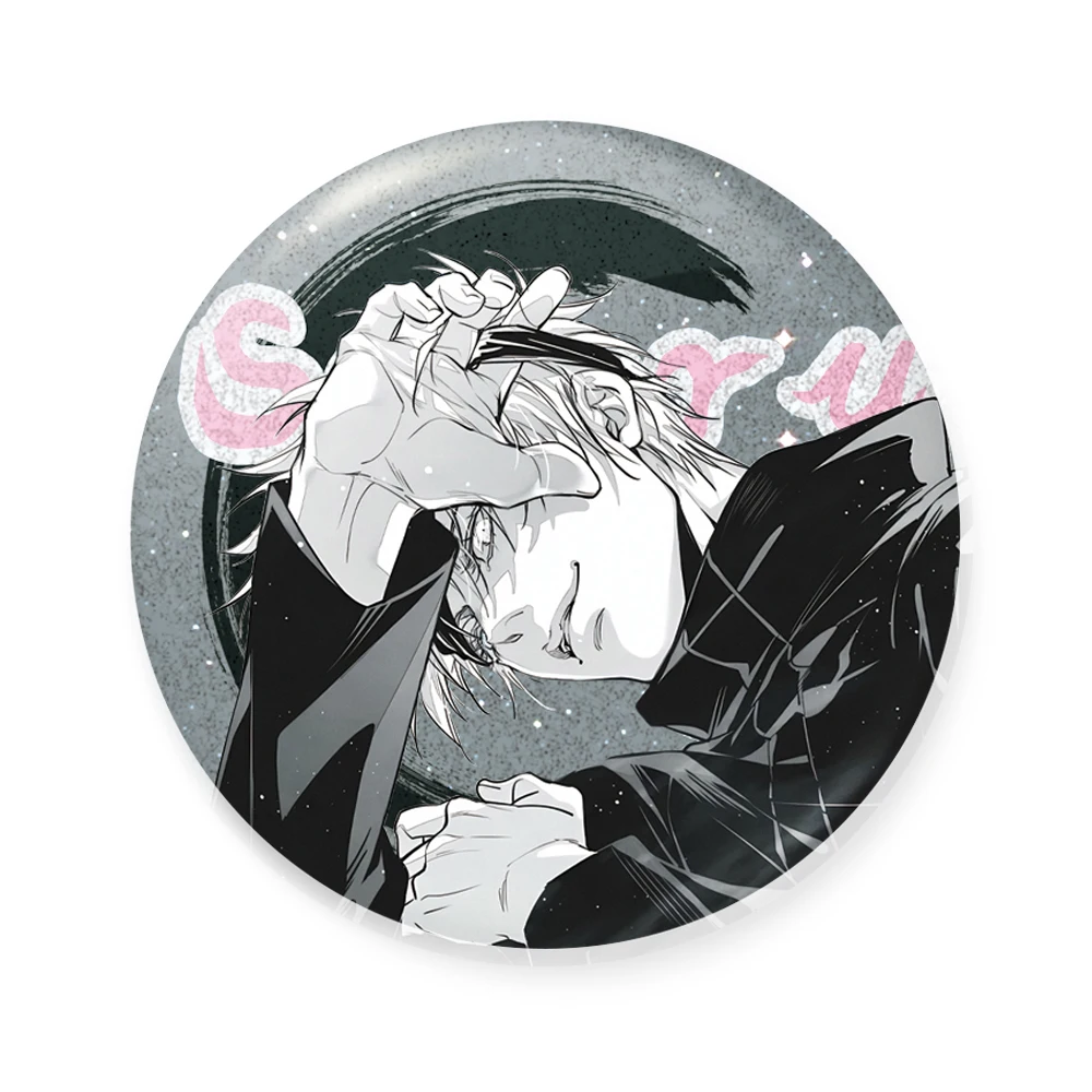 

Anime Jujutsu Kaisen Fushiguro Megumi Ryomen Sukuna Cosplay Double Flash 75mm Badge Gift Brooch Silver Glitter Ambitus