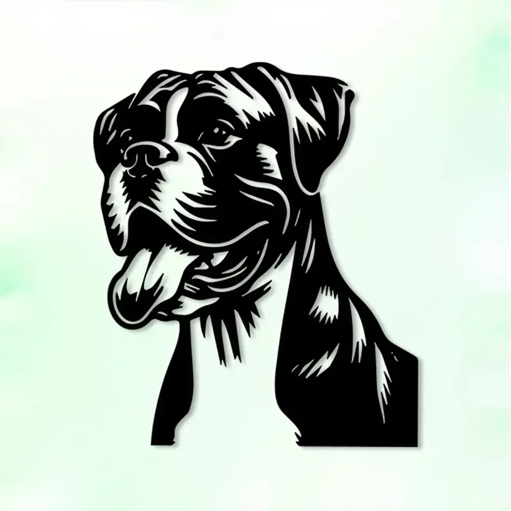 CIFBUY Boxer Dog Iron Wall Art Rustproof Hanging Plaque Indoor Outdoor Garden Patio Yard Home Decor Ornament Accent