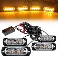 Estroboscopios de luz de emergencia 12V 24V luces LED ámbar de rejilla camión policía intermitente coche baliza de emergencia luz de señal estroboscópica