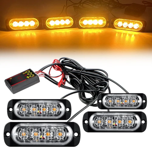 Imagen 1 del producto Estroboscopios de luz de emergencia 12V 24V luces LED ámbar de rejilla camión policía intermitente coche baliza de emergencia luz de señal estroboscópica