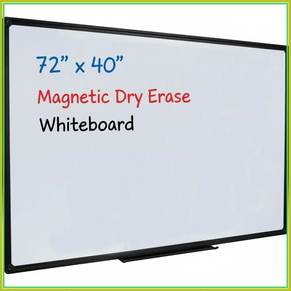 

72" x 40" Extra Large Magnetic Whiteboard, Black Aluminum Frame, Wall Mount Dry Erase Board for Office Classroom Home
