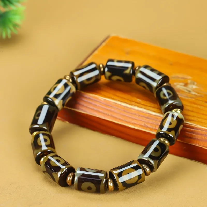 سوار من الخرز التبتي على شكل برميل، مجوهرات عرقية مناسبة للرجال والنساء