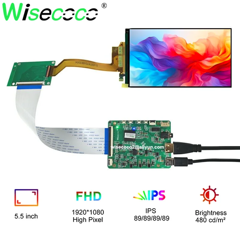 Wisecoco 5.5 Inch 2K LCD Screen MacBooks Windows Laptops Android TV Boxes Game Console Display Landscape Default Driver Board