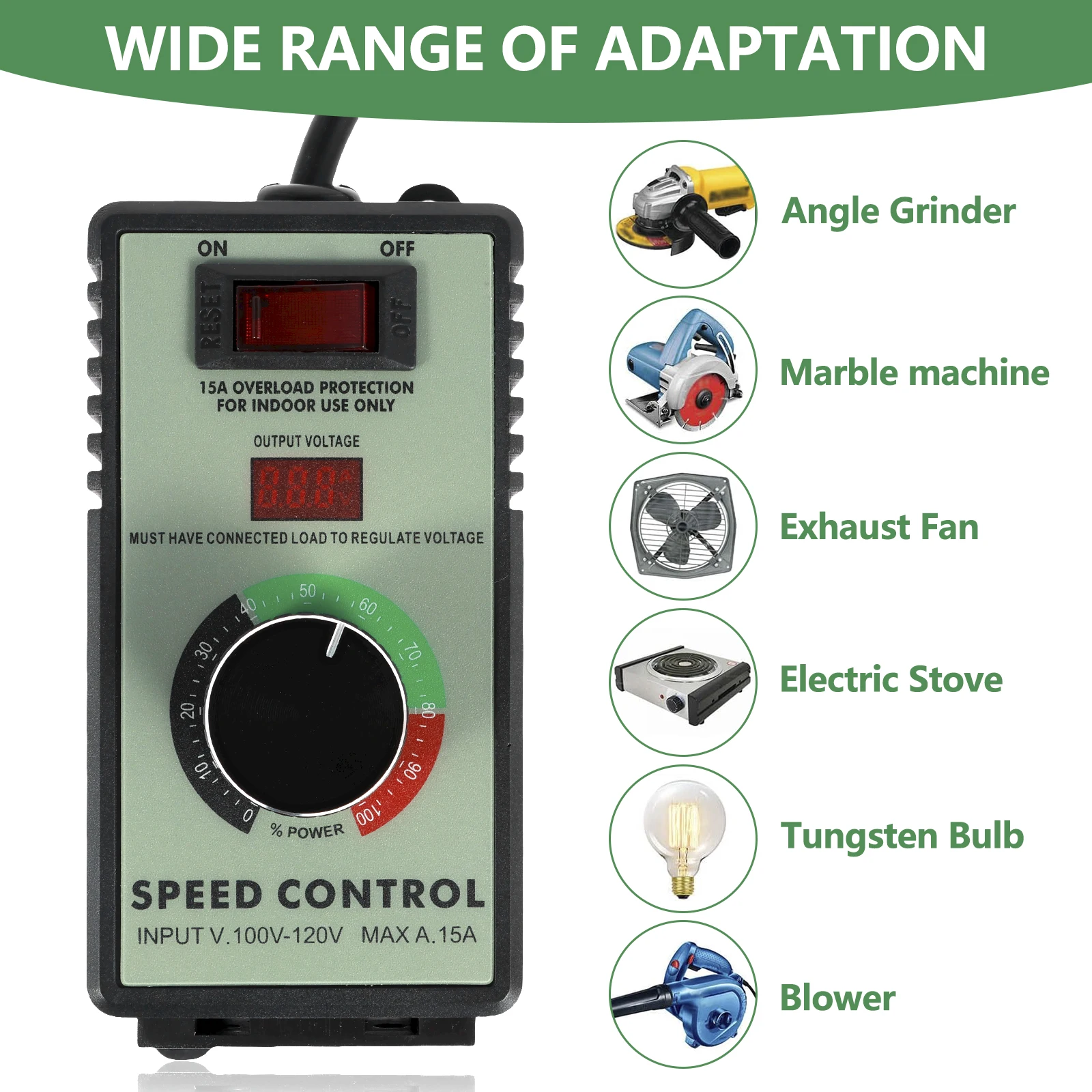 5/1PC AC Motor Speed Controller 110-120V 15A 4000W Motor Speed Regulator Variable Speed Controller Electronic Fan Variable Speed