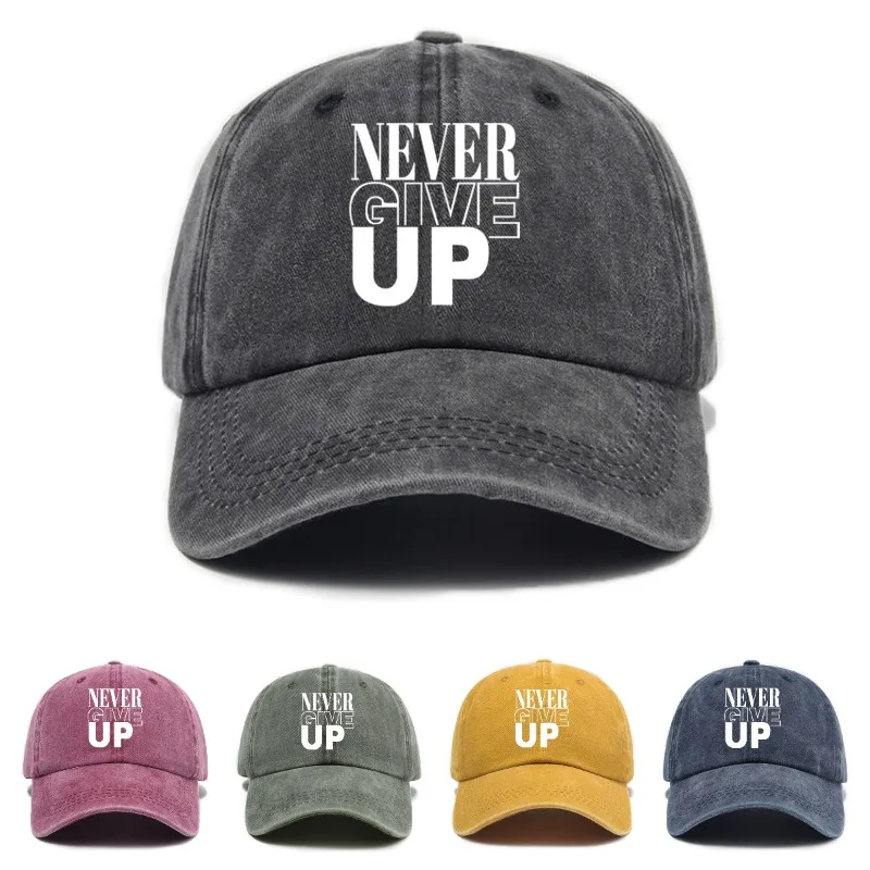 1pc Unisex 'never Give Up' Baseball Cap,adjustable Sun Protection Cap,casual Outdoor Travel Driver Caps for Daily Wear,tralve