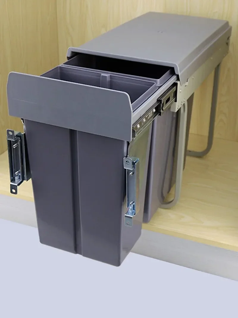 Kitchen Pull-out Basket Embedded Hidden Pull-out Sorting Bin Cabinet Built-in Dry and Wet Separation High Body Storage