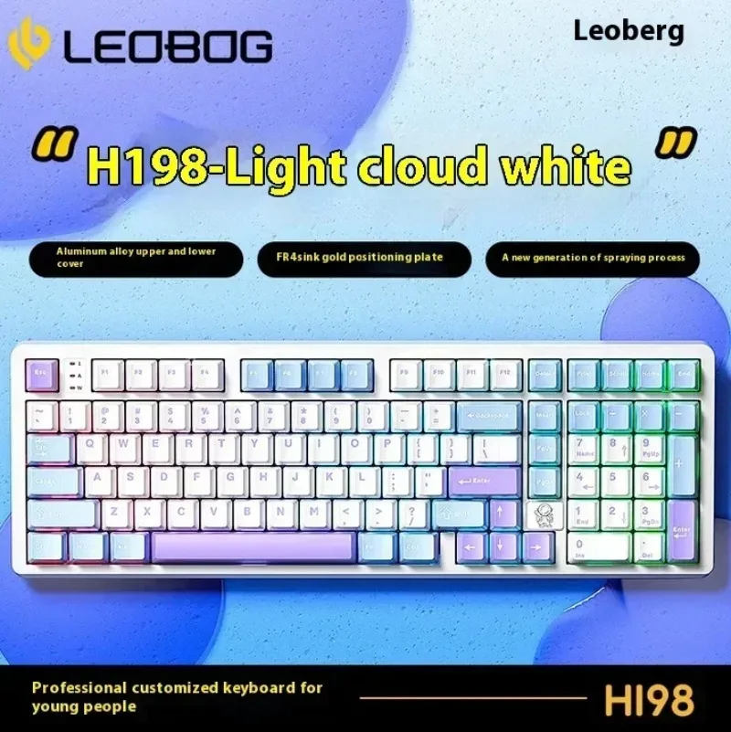 LEOBOG Hi98 Aluminum Mechanical Keyboard Wired Gasket Mount CNC Alloy Case RGB Hot-swap DIY Custom Gaming Keyboard for Gamer
