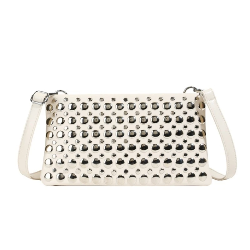 

E8FB Pu Crossbody Purses for Women Handbags Punk Rivets Shoulder Bags with Strap