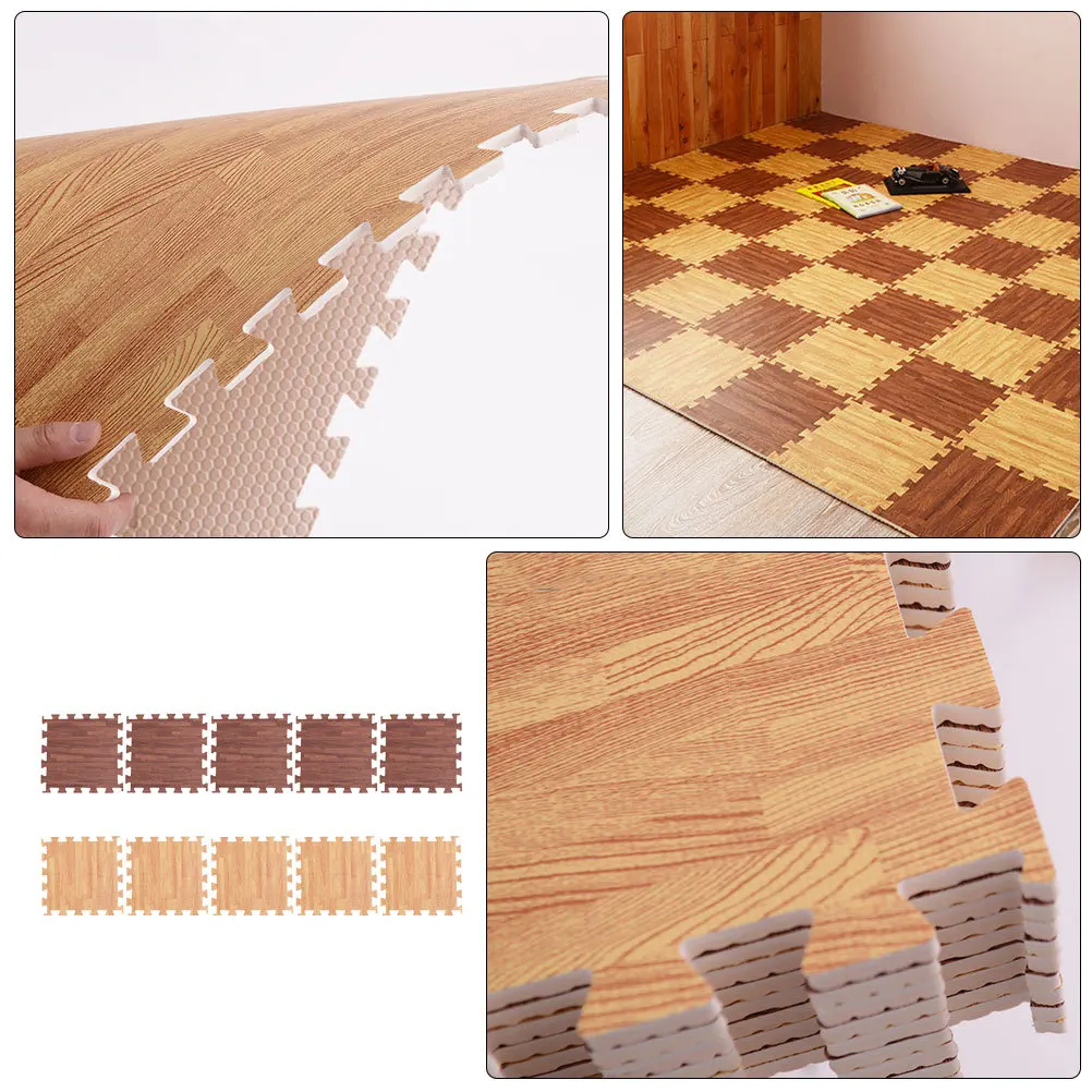 

10pcs Foam Floor Wood Grain Eva Interlocking Tiles Puzzle Play Mat For Kids Gym Exercise Room Thickened Crawling Mat