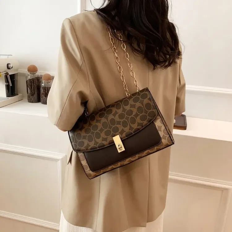 

Новая модная женская сумка 2026 года с цепочкой и замком, универсальная повседневная сумка-мессенджер в корейском стиле, через плечо