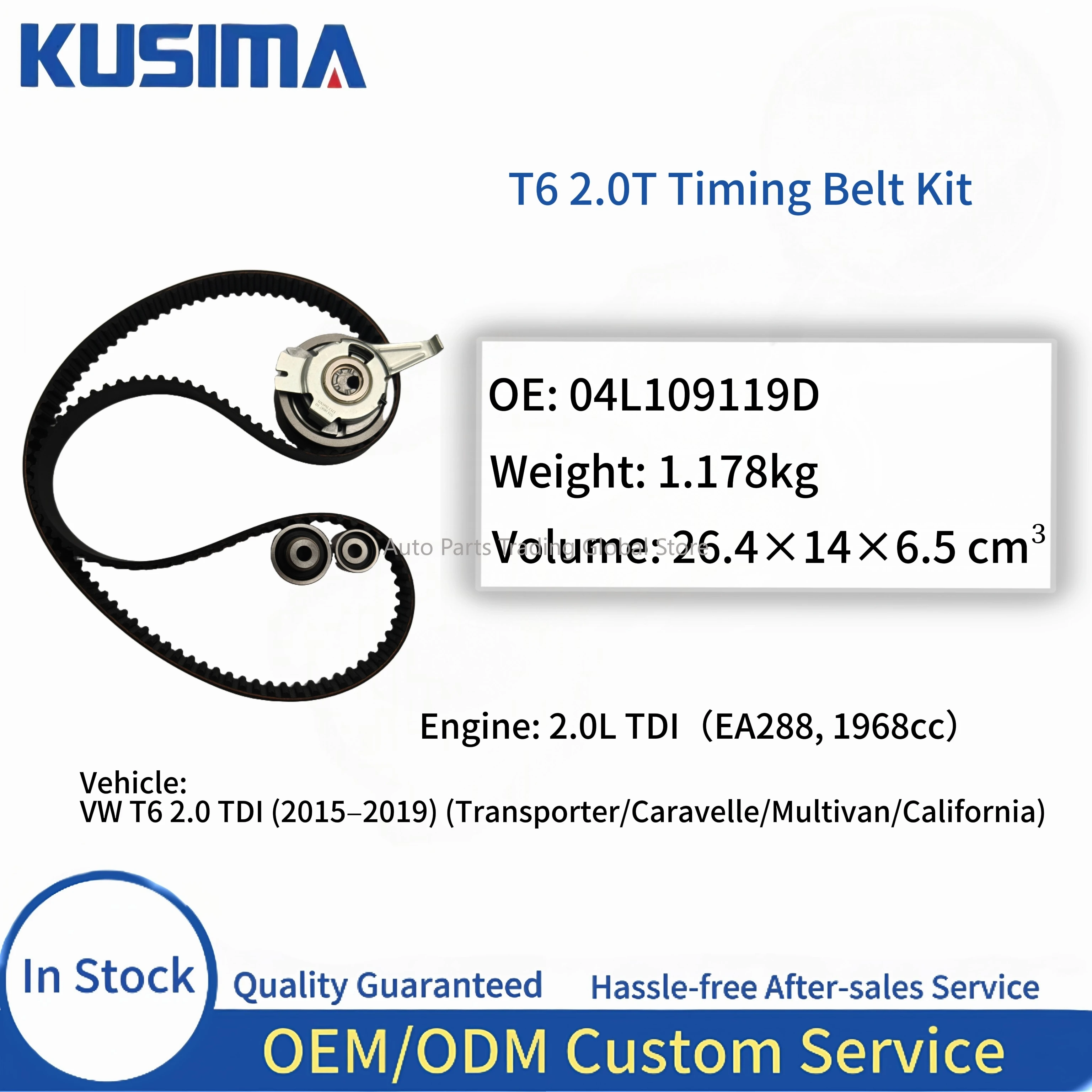 

Timing Belt Kit For 2.0T Diesel T5 T6 2.0TDI EA288 EA189 06F198119A With Water Pump Tensioner Pulley