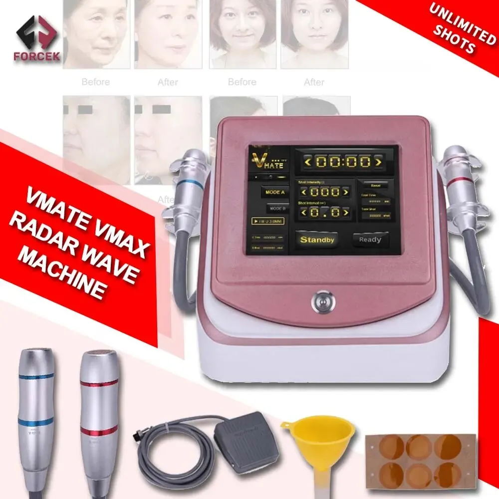 

Vmate Vmax Radar Wave Machine 2 Handles Probes 3.0mm 4.5mm Cartridges Unlimited Shots for Facial Lifting Tightening Anti-aging