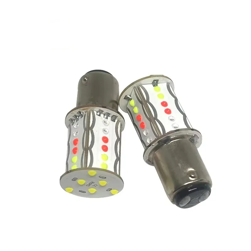 2pcs  Strobe Flash RGB Led 1157 BAY15D COB 30Chips Car Flash Brake Bulbs Lights Reverse Bulb Red Green White Blue 12V