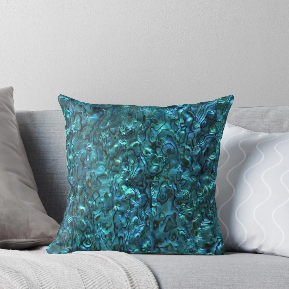 

Abalone Shell Paua Shell Seashell Patterns Sea Shells Cyan Blue Tint Throw Pillow New year Decorative pillowcase pillow