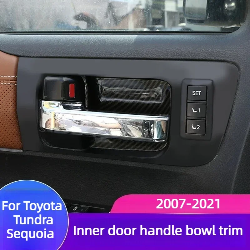 Car Inner Door Handle Bowl Anti-Scratch Protective Sticker Shiny Decor Trim Styling Interior For Toyota Tundra/Sequoia 2007-2021