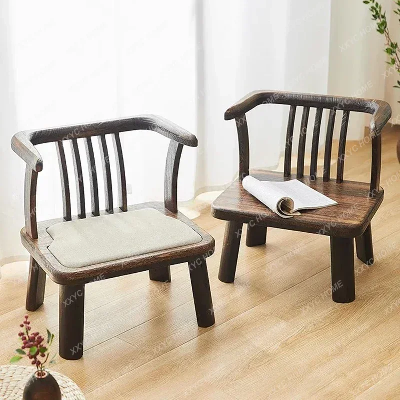 

Japanese Solid Wood Dining Chair Salon Low Small Accent Home Back Armchair Balcony Casual Tatami Chair Sillas Furniture